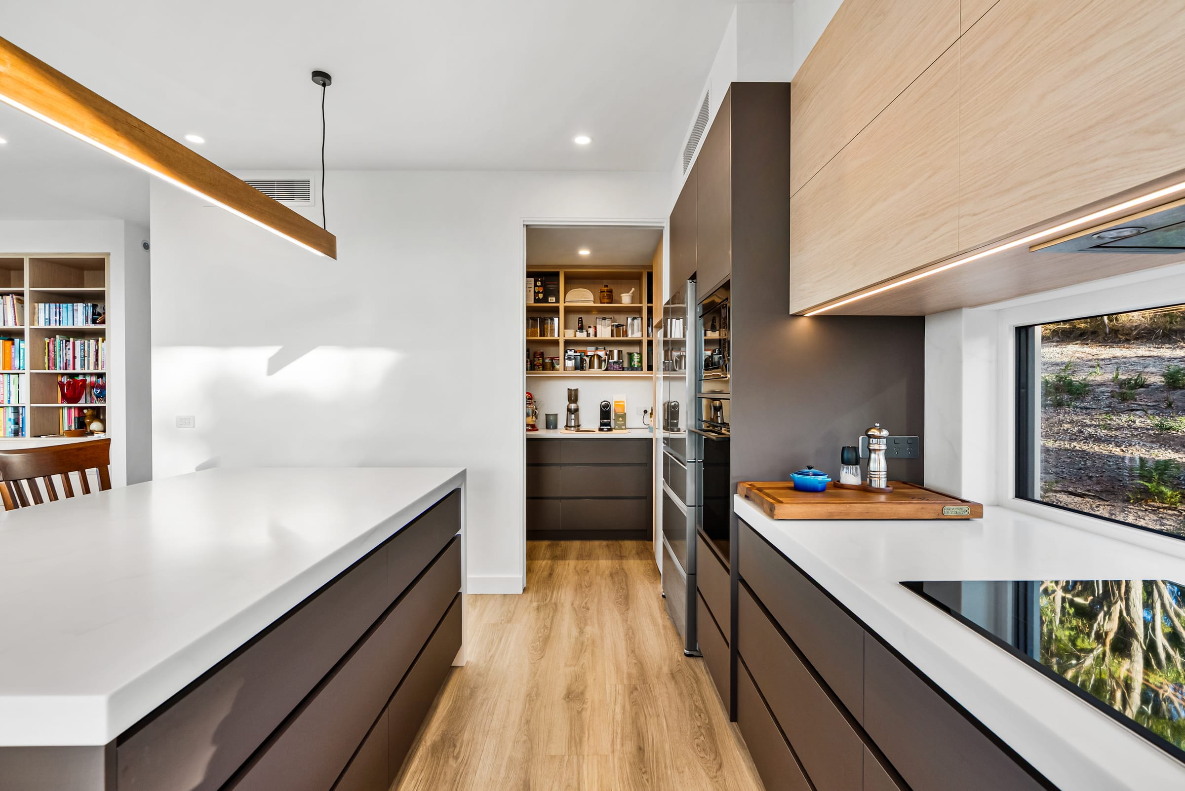 Kitchen and living at Bluebush, Blackmans Bay