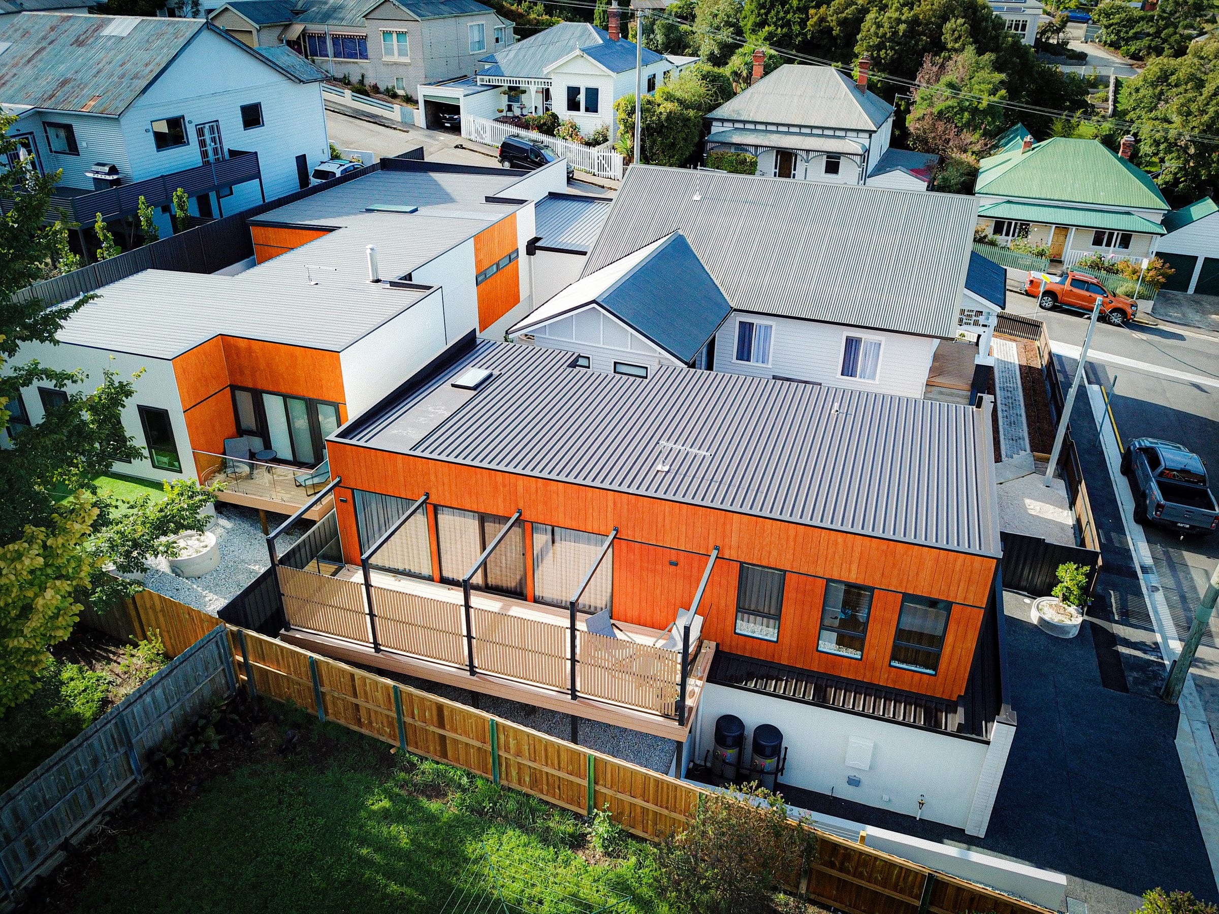 Aerial view of The Egg, an inner-Launceston development